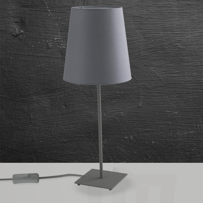 Lume Grigio Paralume Tessuto Metallo Lampada da Tavolo Moderna E27 Ambiente I-ELVIS-L GR-4