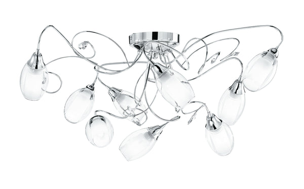 Plafonnier en métal chromé avec décoration en cristal K9, abat-jour en verre, lampe classique élégante E14 acquista