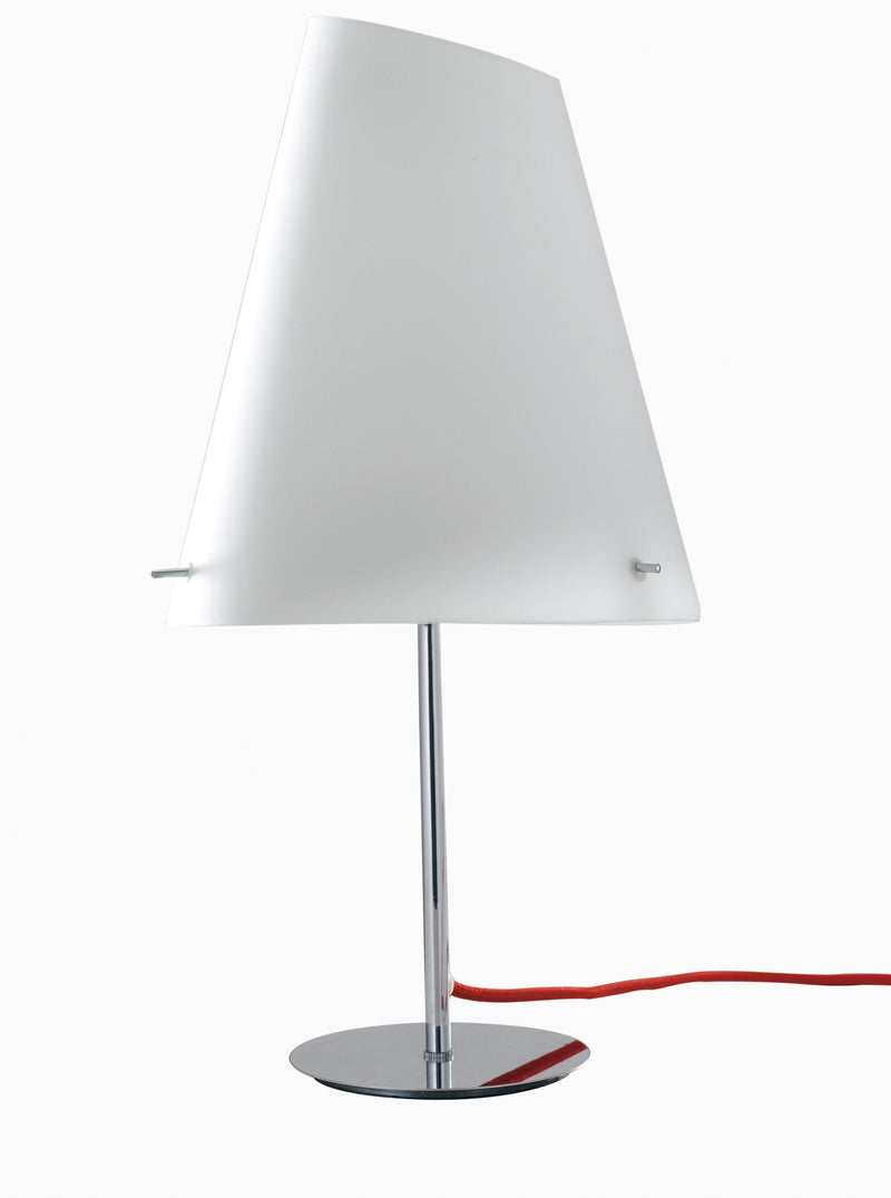 Lampada da Tavolo Vetro Opale Metallo Cromo Cavo Rosso Moderna Interni E27 Ambiente I-ERMES-LG1-1