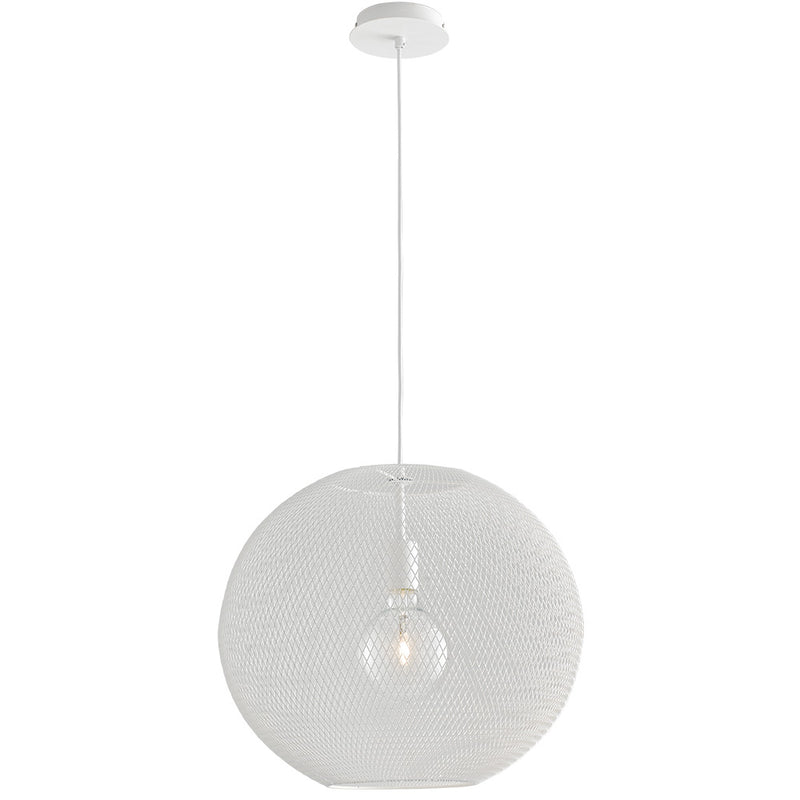 Lampadario a Sospensione Rete Sferica Metallo Bianco Moderno E27 Ambiente I-ESEDRA-S50-1