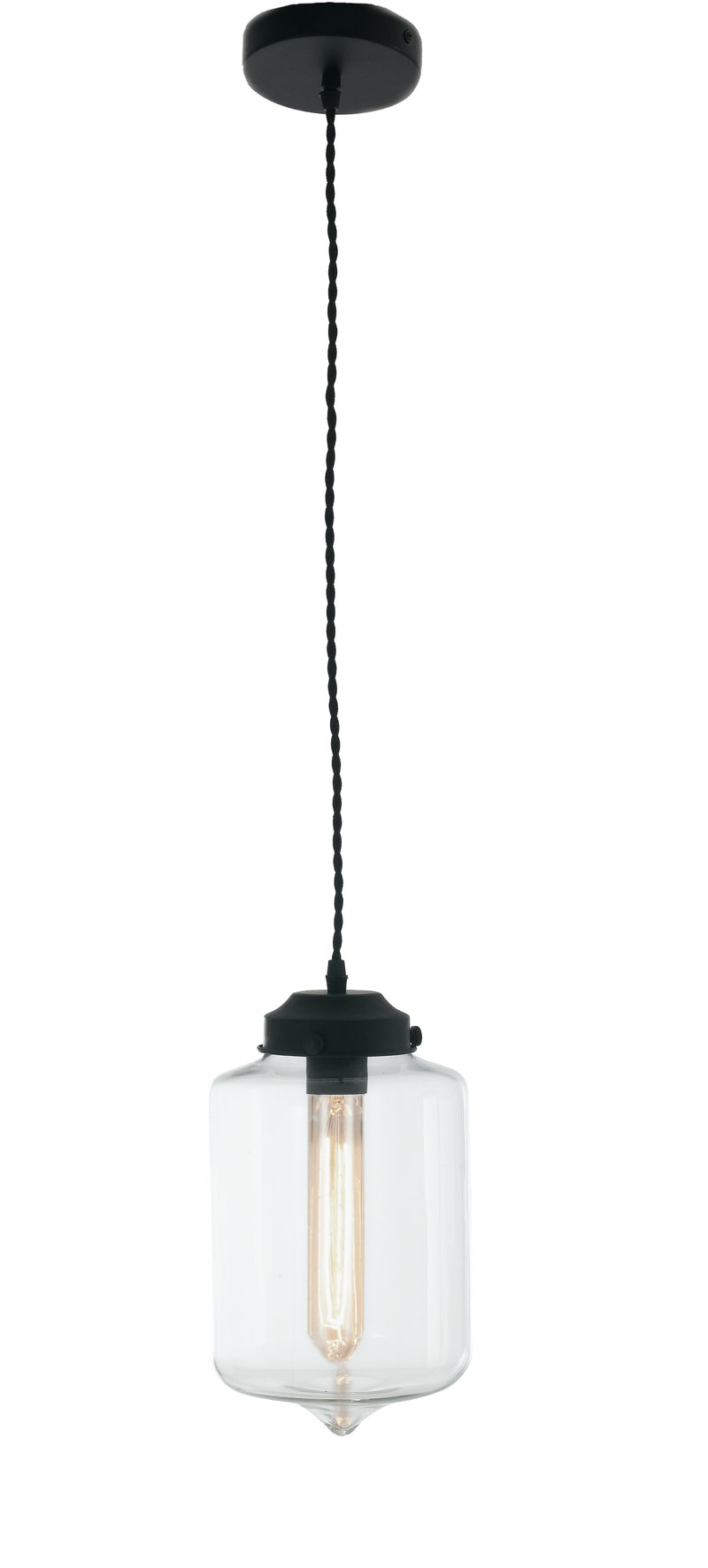 Lampadario Sospensione Diffusore Trasparente Metallo Rustico E27 Ambiente I-EVELYN-S1-1