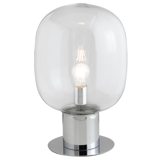 Lumen Transparent Verre Soufflé Métal Chromé Lampe de Table Moderne E27 Environnement I-FELLINI-L30 sconto