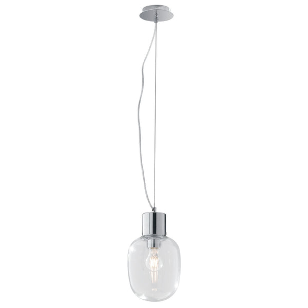 online Abat-jour suspension chromé en verre soufflé transparent, lustre moderne E27