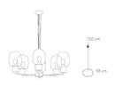 Lampadario sospeso Cromato paralumi in Vetro Soffiato Trasparente Moderno E27 Ambiente I-FELLINI-S6-4