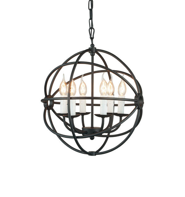 Lustre Rustique Cage Sphérique Suspension Métal Noir E14 acquista