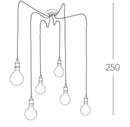 Lampadario 6 Sospensione Cavo in Tessuto Alluminio Rustico Vintage E27 Ambiente I-GROOVE-S6-4