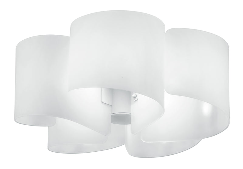 Plafoniera Vetro Bianco Alluminio Lampada Moderna Intrerno E27 Ambiente I-IMAGINE-PL5-1