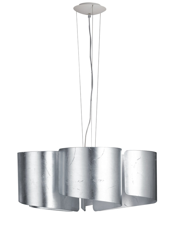 sconto Lustre moderne en aluminium et verre argenté, Suspension E27