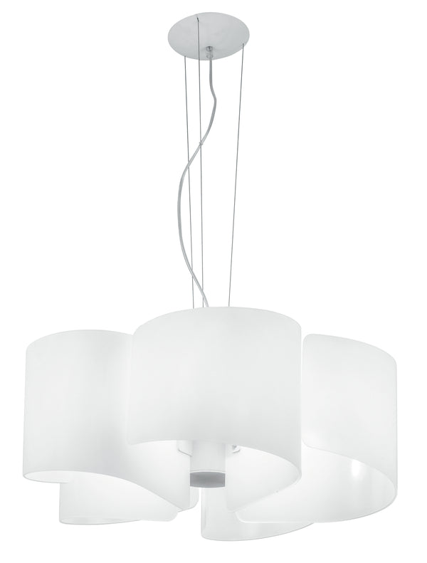 Lustre suspendu moderne en verre blanc et aluminium, E27 sconto