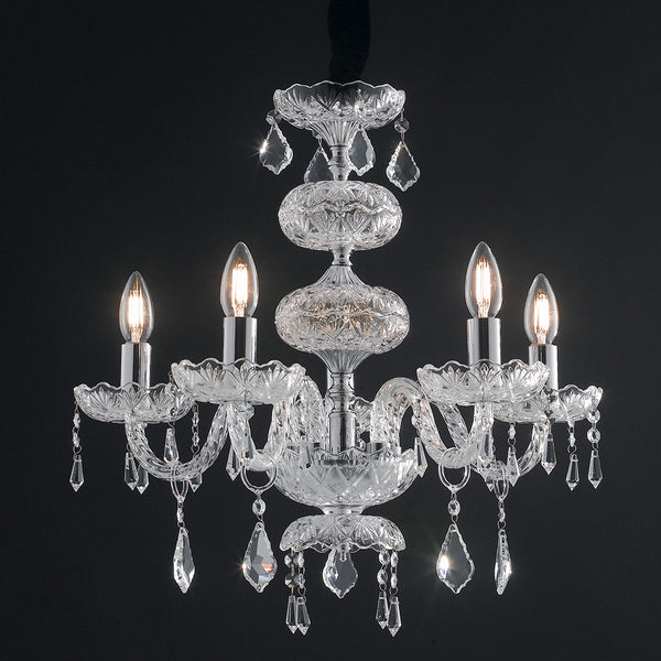 Lustre à suspension en verre cristal, finition chromée, intérieur classique E14 sconto