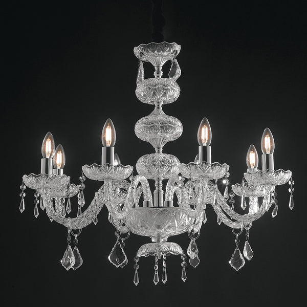 Lustre classique finitions chromées verre cristal à l'intérieur E14 sconto