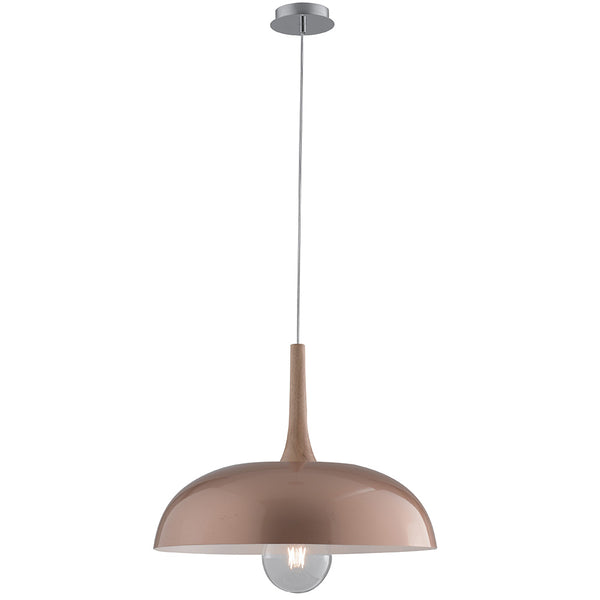 Lustre Circulaire Métal Or Rose Bois Naturel Suspension Moderne E27 acquista