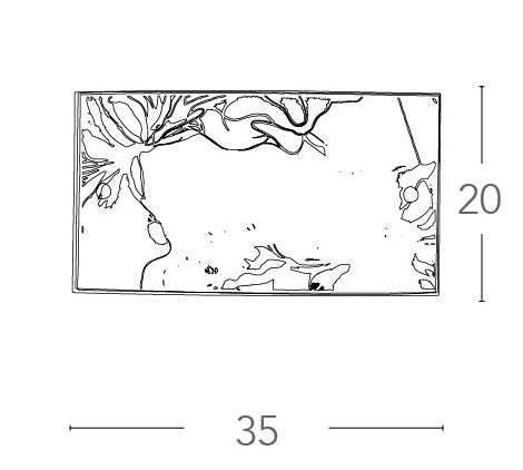 Applique decoro Floreale Grigio Rettangolare Vetro Lampada da Parete Led 16 watt Luce Naturale Ambiente I-MATISSE/AP3520-3