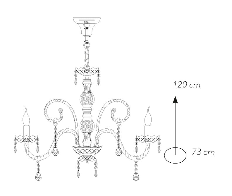 Lampadario Barocco Finiture Oro Vetro Gocce Cristalli K9 Sospensione Classica E14 Ambiente I-MONALISA/5-4