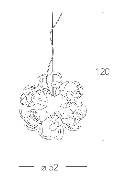 Sospensione decoro Riccioli Metallo Cristalli K9 Lampadario Moderno E14 Ambiente I-NABUCCO/S6-2