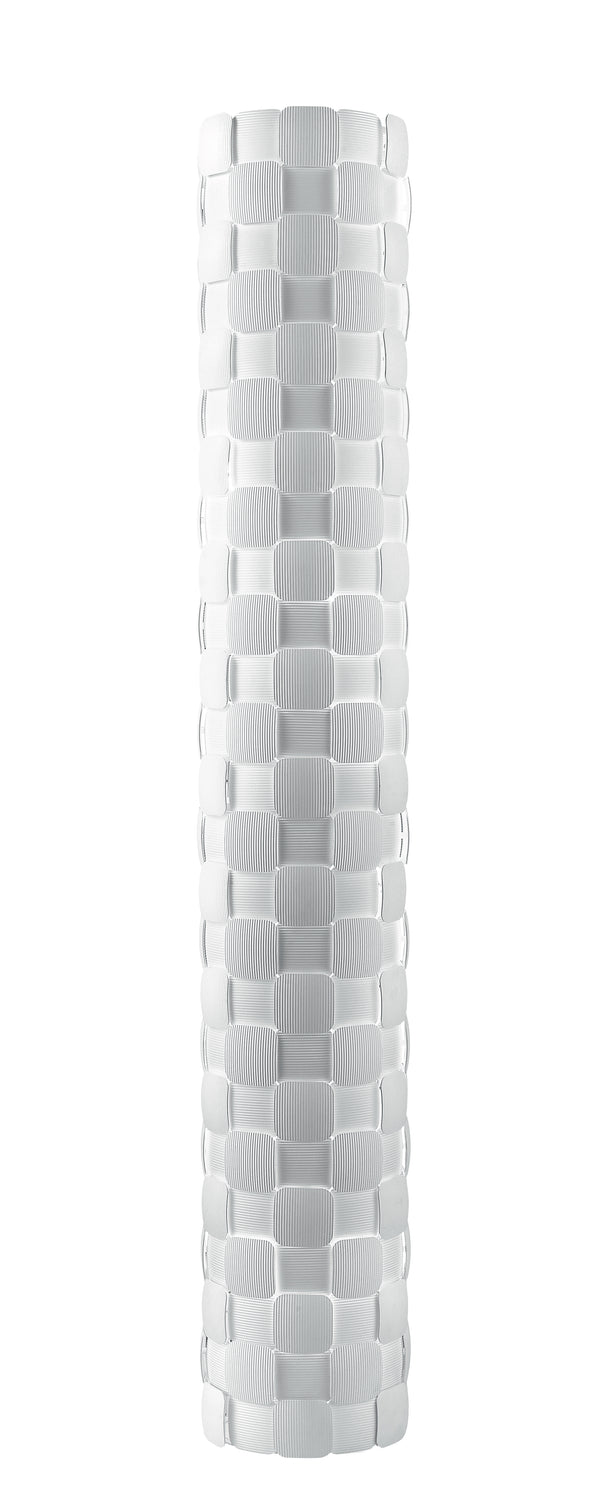 sconto Lampadaire cylindrique à décor carré en polycarbonate blanc E14