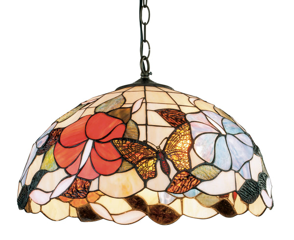 Lustre à suspension en métal et verre coloré, décoration florale classique E27 prezzo