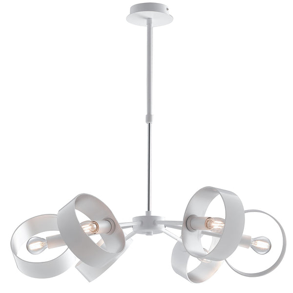 online Lustre suspendu Anneaux Ajustables Métal Blanc Argent Intérieur Moderne E14