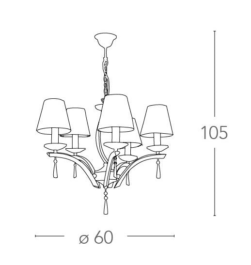 Lampadario Sospeso Metallo Cristalli K9 paralumi Tessuto Classico E14 Ambiente I-ORCHESTRA/3-4