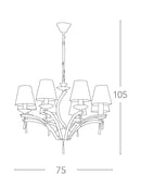 Lampadario Classico paralumi Tessuto Metallo Cristalli K9 E14 Ambiente I-ORCHESTRA/8-4