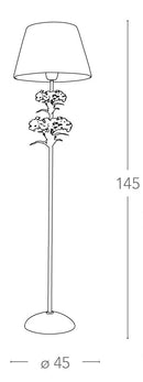 Piantana paralume Tessuto Metallo Bianco Fiori Lampada da Terra Classica E27 Ambiente I-ORTENSIA/PT1-4