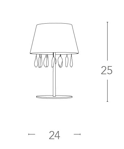 Lume Metallo Gocce Cristallo K9 paralume Organza Bianca Lampada da Tavolo Classica E14 Ambiente I-PATTY/L2-3