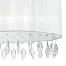 Lampadario Sospeso Circolare Organza Bianca Gocce Cristallo K9 Classica E27 Ambiente I-PATTY/S5-3