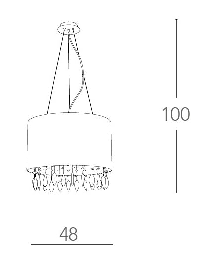 Lampadario Sospeso Circolare Organza Bianca Gocce Cristallo K9 Classica E27 Ambiente I-PATTY/S5-4