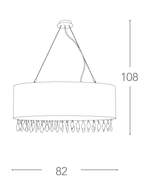 Lampadario a Sospensione Bianco Circolare Gocce Cristalli K9 Organza Classico E247 Ambiente I-PATTY/S6-4