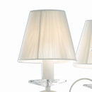 Lampadario a Sospensione Metallo Bianco Cristallo K9 paralumi Tessuto Bianco Classica E14 Ambiente I-PERLA/6-3