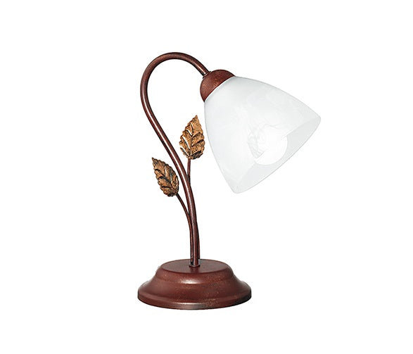 Lume Foglie Metallo Marrone Diffusore Lampada da Tavolo Classica E14 Ambiente I-POESIA/L-1