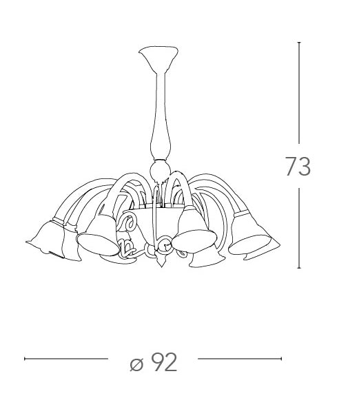 Lampadario Vetro Champagne Bracci Verso il Basso Sospensione Classica E14 Ambiente I-POSEIDON/8-4