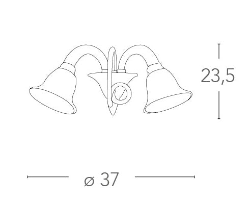 Applique Classica Bracci Verso il Basso Vetro Champagne Lampada da Parete E14 Ambiente I-POSEIDON/AP2-3