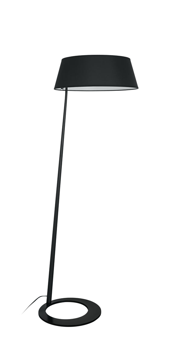 Lampadaire noir socle métal anneau abat-jour tissu lampadaire moderne E27 sconto