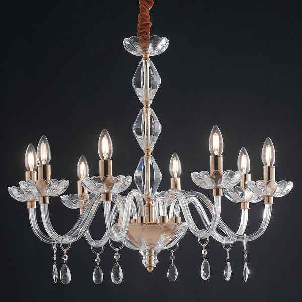 Lustre Gouttes Transparentes Cristal Classique Finition Or E14 prezzo