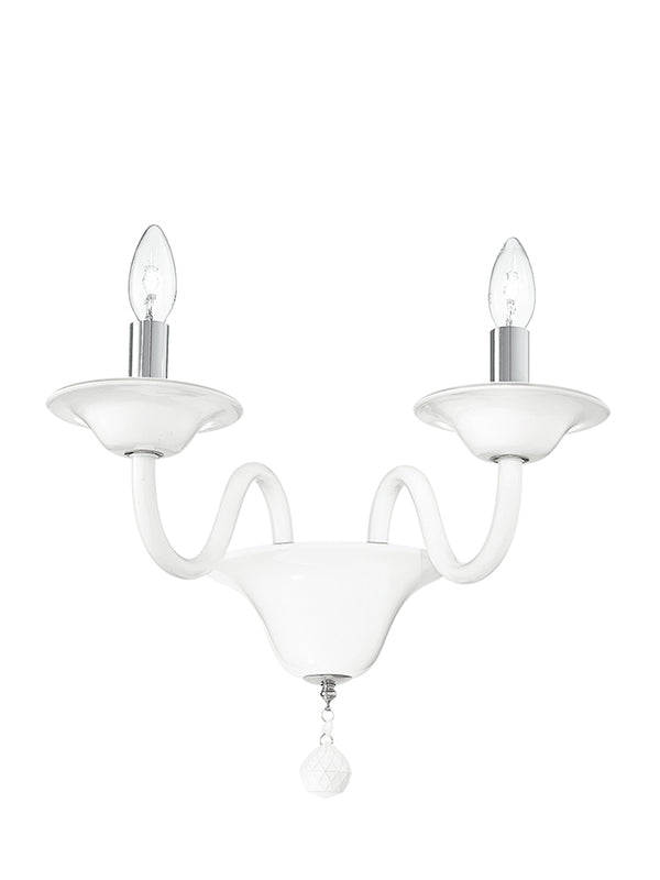 Applique en Pâte de Verre Blanc Finitions Chrome Applique Classique E14 Environnement I-SOFFIO/APP prezzo