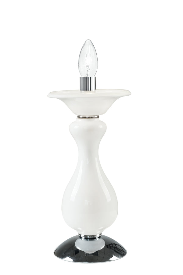 Lampe de table classique Lume en pâte de verre blanche finitions chromées E14 acquista