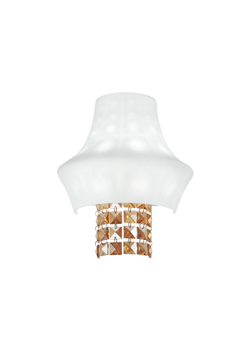 Applique Vetro Bianco Pendenti Cristalli K9 Ambra Lampada da Parete Classica 53 watt G9 Ambiente I-SOUL/AP-1