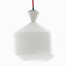 Lampadario Moderno a Quattro Sospensioni Vetro Opale Cavo Rosso E27 Ambiente I-SUGAR-S4-3