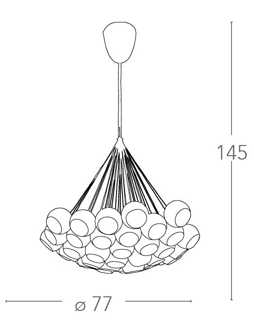 Lampadario Sospeso 37 Luci Retina in Rame Metallo Cromo Vetro Moderno G4 Ambiente I-THESIS-S37-4