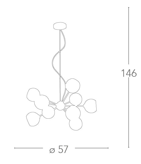 Sospensione Metallo Cromo Retina in Rame Paralumi in Vetro Lampadario Moderno G9 Ambiente I-THESIS-S9-4