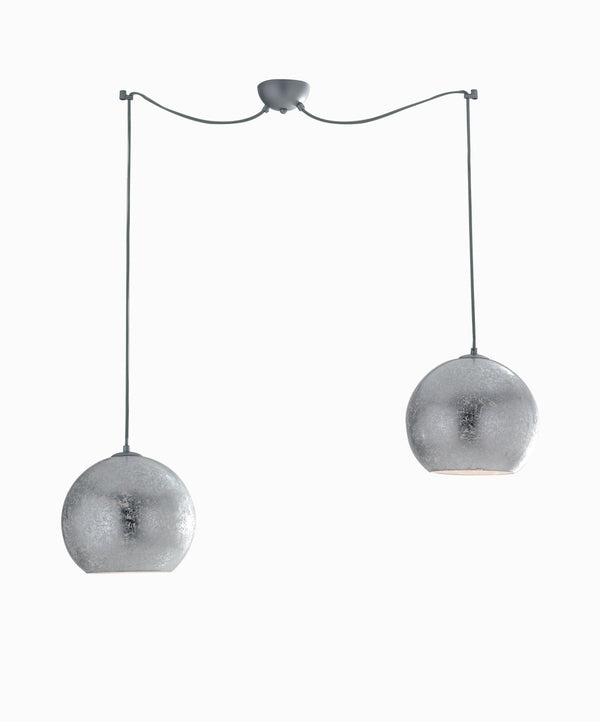 sconto Lustre Argenté avec 2 Suspensions Internes Modernes E27