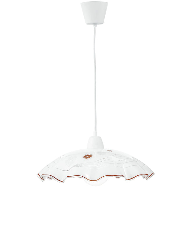 acquista Suspension abat-jour Plis Blanc Verre Décoration Fleurs Rouges Intérieur Classique E27