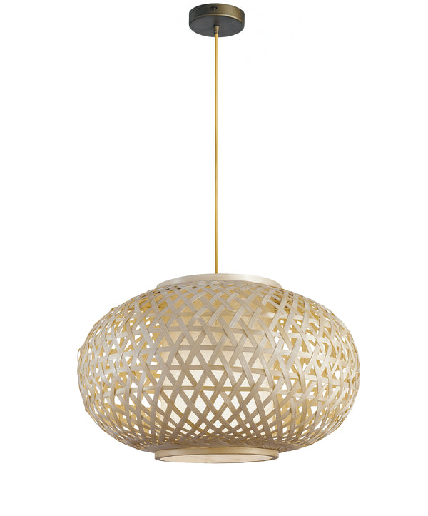 Lustre Ethnique en Bambou Tissé Naturel à Suspension Ronde E27 sconto