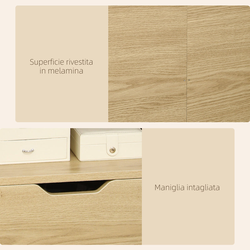 Comodino 1 Cassetto 2 Ripiani 45x35x73 cm in Legno Truciolare Naturale-6