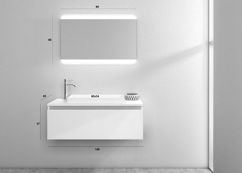 Mobile Bagno Sospeso 100cm TFT Ibiza Bianco Specchio-7