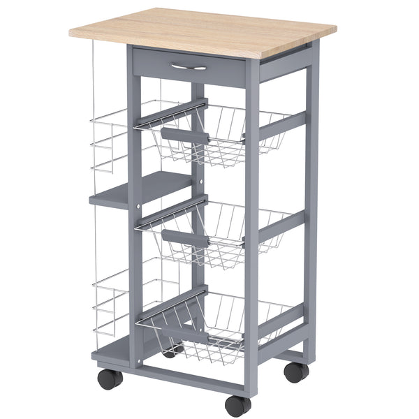 Carrello da Cucina 47x37x83 cm in Legno di Pino e Metallo Rovere e Grigio sconto