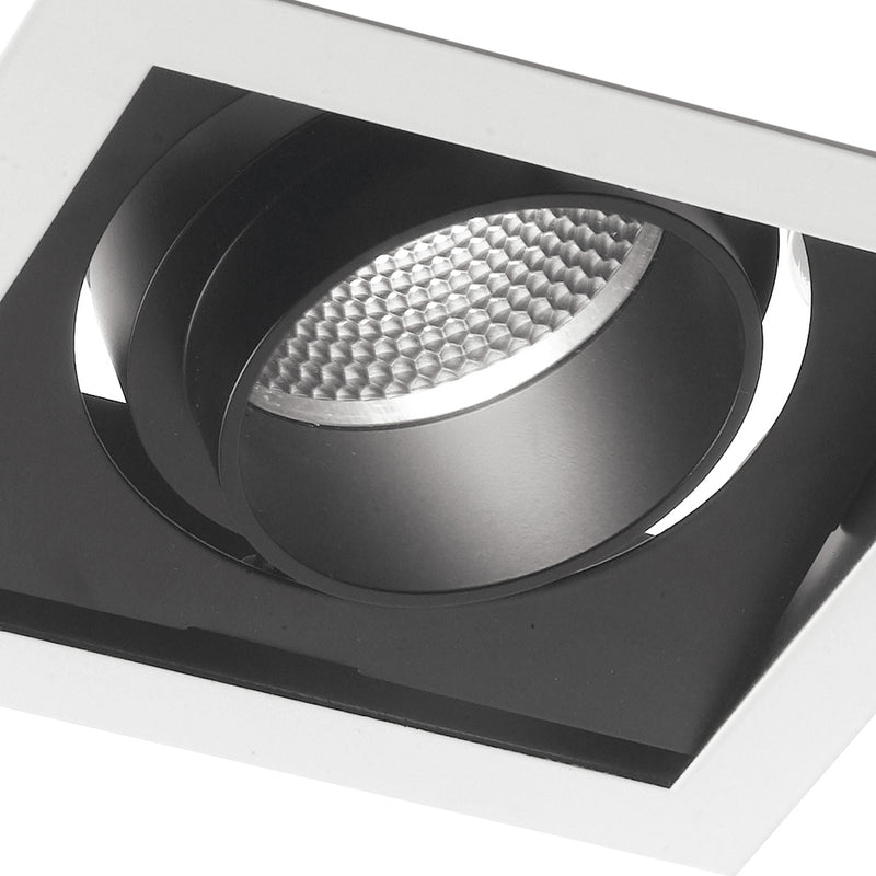 Faretto Orientabile Quadrato Bianco Nero Incasso Led 45 watt Luce Naturale Intec INC-APOLLO-1X45M-2