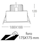 Faretto Orientabile Quadrato Bianco Nero Incasso Led 45 watt Luce Naturale Intec INC-APOLLO-1X45M-3