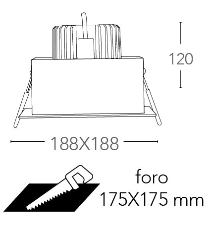 Faretto Orientabile Quadrato Bianco Nero Incasso Led 45 watt Luce Naturale Intec INC-APOLLO-1X45M-3